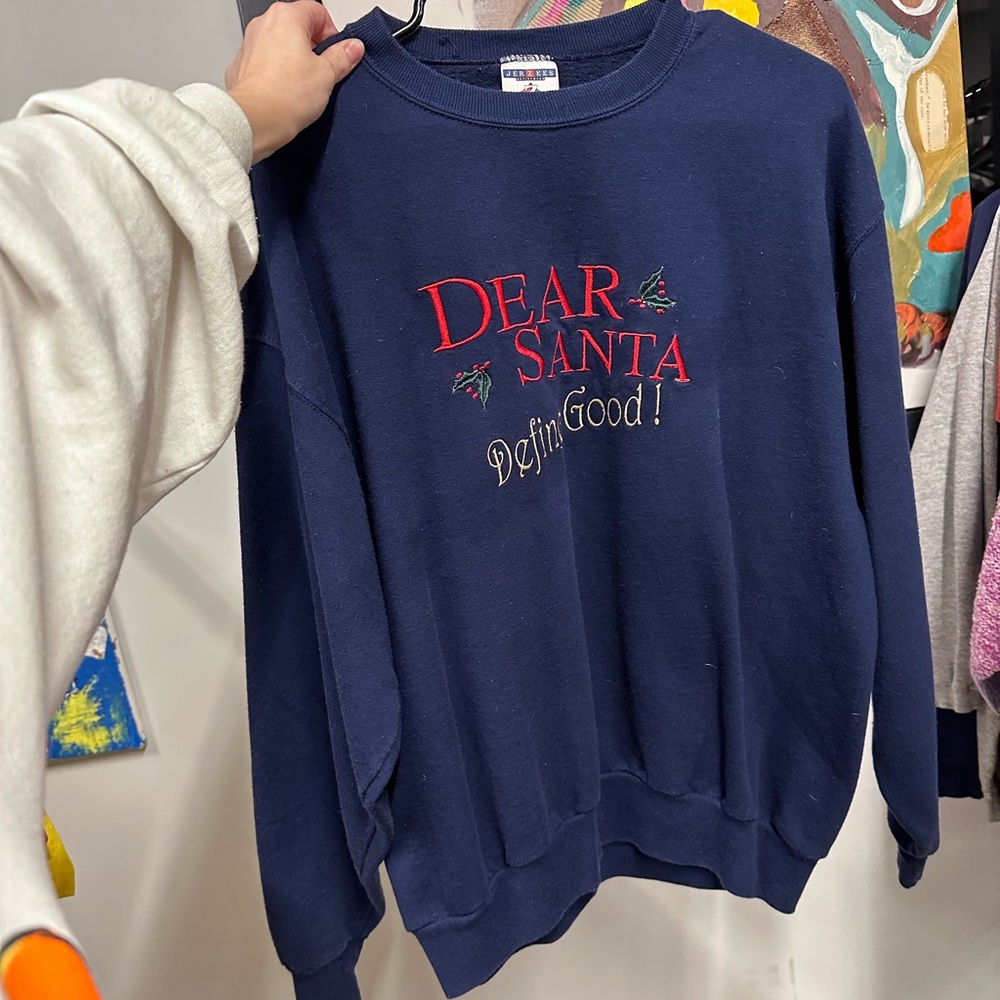 Dear Santa Define Good Christmas Holiday Crewneck Size Large